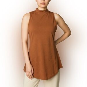 Alphalete Premium Mock Neck Tank Top Brown